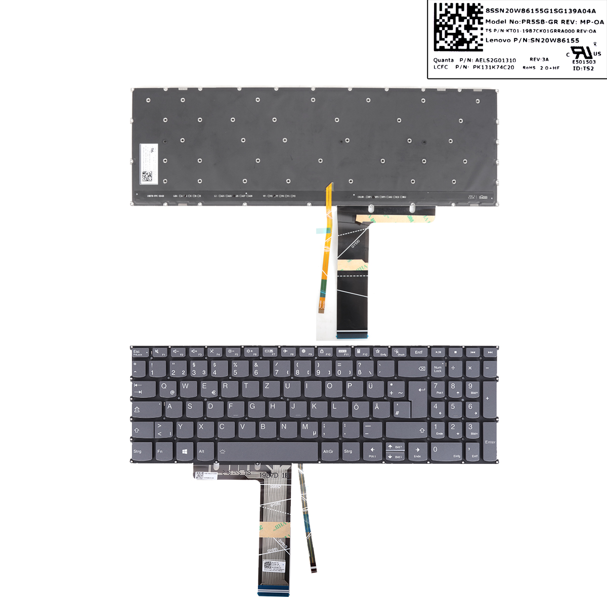 Picture of New Replacement Laptop Keyboard For Lenovo IdeaPad 5-15ARE05 5-15ALC05 5-15IIL05 5-15ITL05 GRAY(backlit WIN8) GR Layout